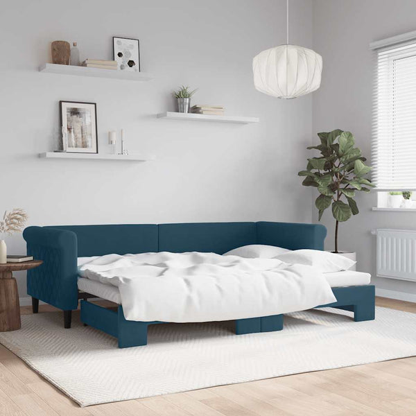 vidaXL Extendable Day Bed Blue 80x200 cm Velvet