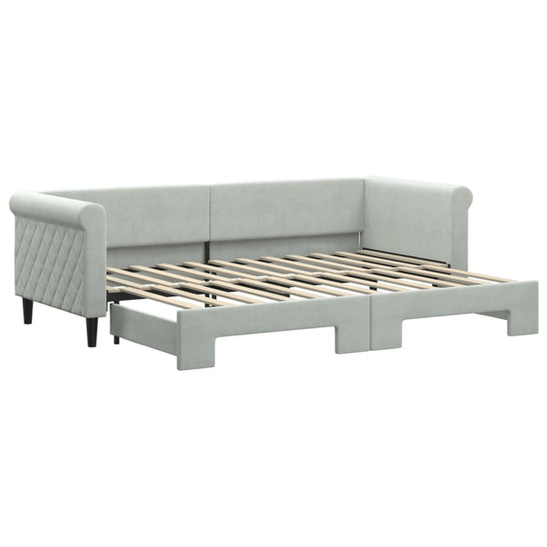 vidaXL Extendable Day Bed Light Gray 80x200 cm Velvet
