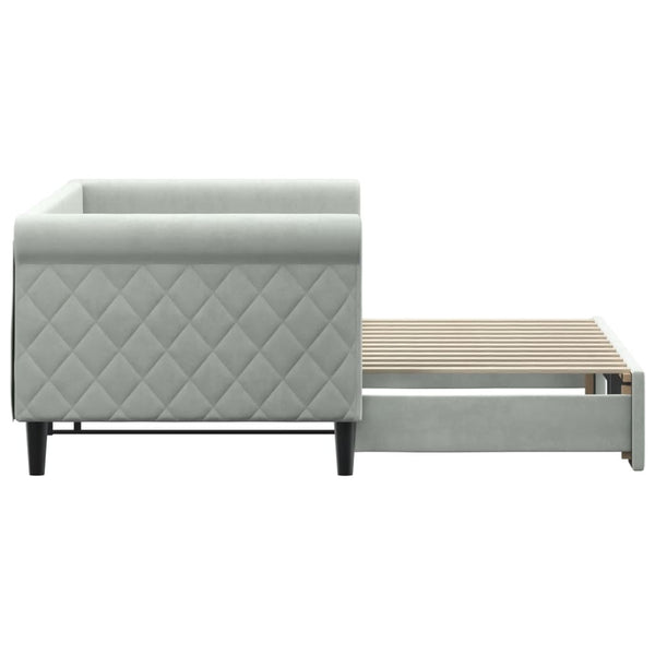 vidaXL Extendable Day Bed Light Gray 80x200 cm Velvet