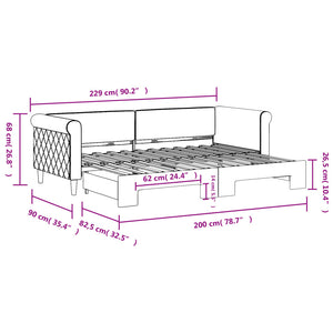vidaXL Extendable Day Bed Light Gray 80x200 cm Velvet