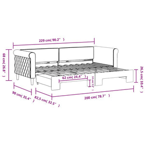vidaXL Extendable Day Bed Dark Gray 80x200 cm Velvet