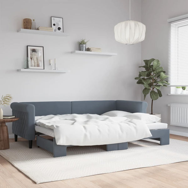 vidaXL Extendable Day Bed Dark Gray 80x200 cm Velvet
