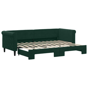vidaXL Day Bed Extendable Dark Green 80x200 cm Velvet