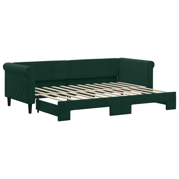 vidaXL Day Bed Extendable Dark Green 80x200 cm Velvet