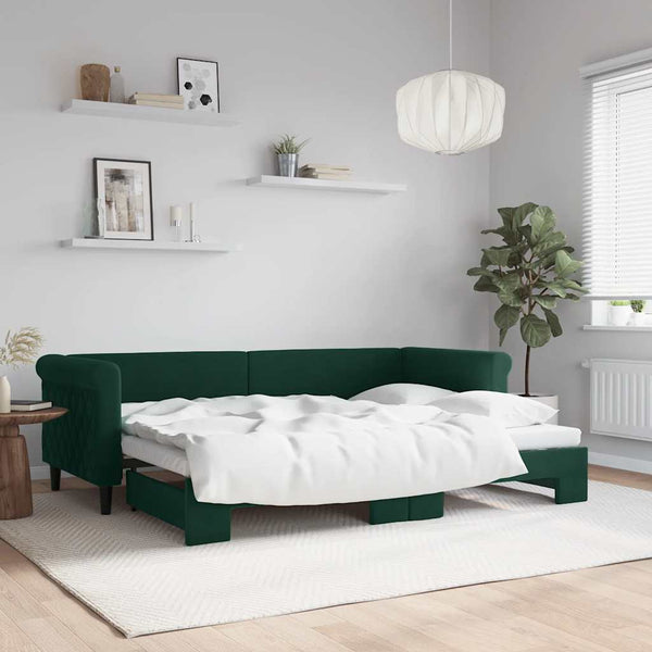 vidaXL Day Bed Extendable Dark Green 80x200 cm Velvet