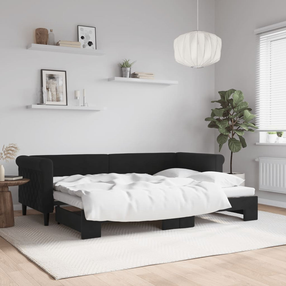 vidaXL Extendable Day Bed Black 80x200 cm Velvet
