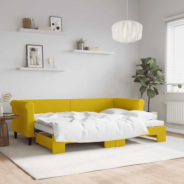 vidaXL Extendable Day Bed Yellow 80x200 cm Velvet