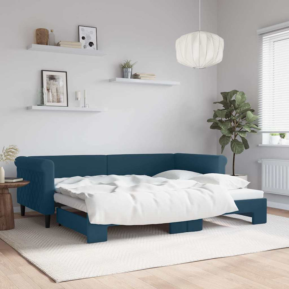vidaXL Extendable Daybed Blue 90x200 cm Velvet