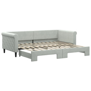 vidaXL Daybed Extendable Light Gray 90x200 cm Velvet