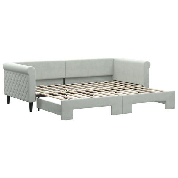 vidaXL Daybed Extendable Light Gray 90x200 cm Velvet
