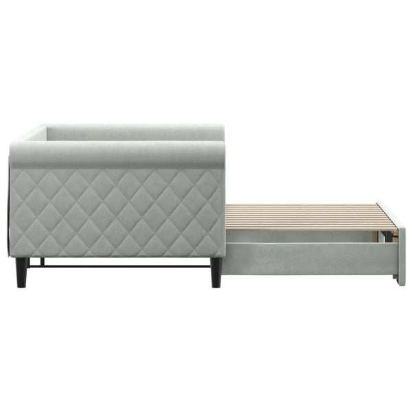 vidaXL Daybed Extendable Light Gray 90x200 cm Velvet