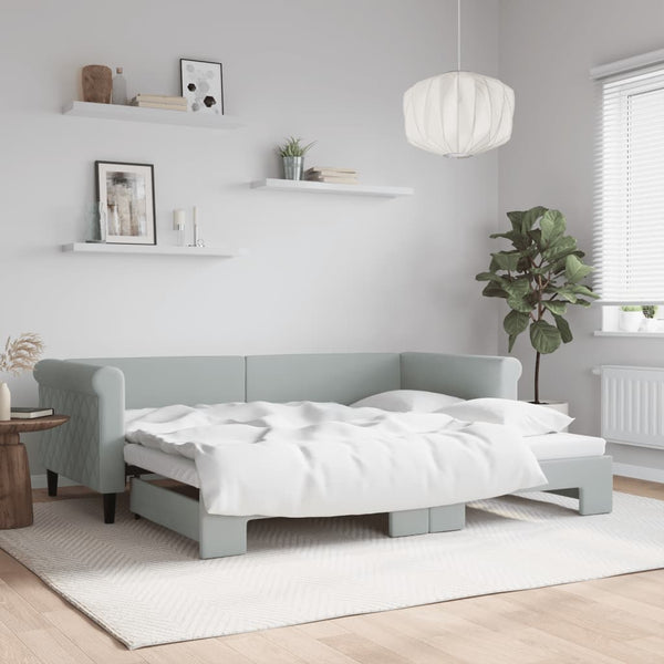 vidaXL Daybed Extendable Light Gray 90x200 cm Velvet