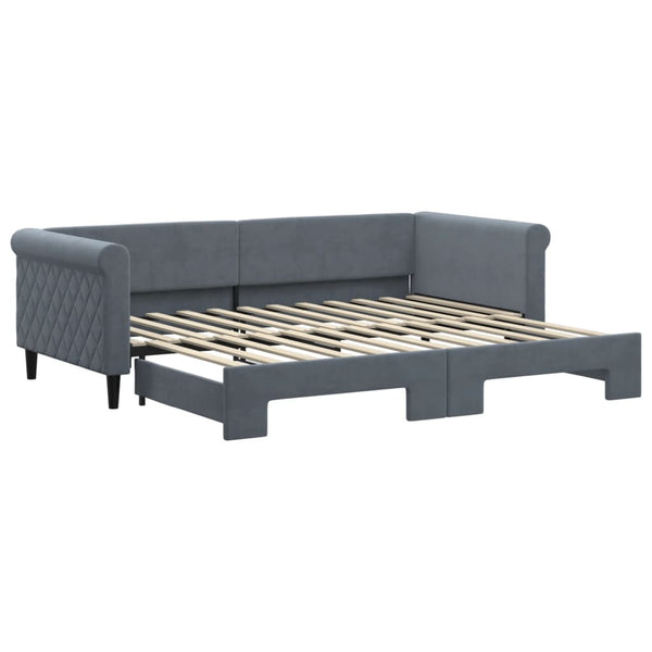 vidaXL Extendable Day Bed Dark Grey 90x200 cm Velvet