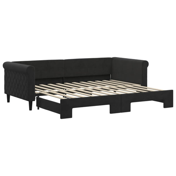 vidaXL Extendable Day Bed Black 90x200 cm Velvet