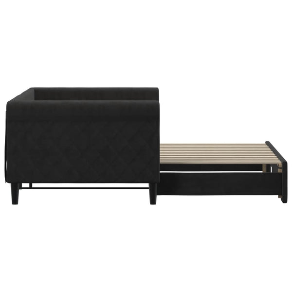 vidaXL Extendable Day Bed Black 90x200 cm Velvet