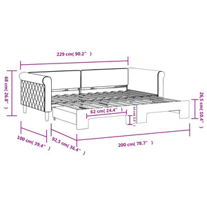vidaXL Extendable Day Bed Black 90x200 cm Velvet