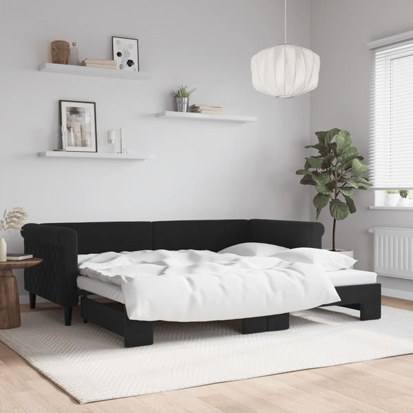 vidaXL Extendable Day Bed Black 90x200 cm Velvet
