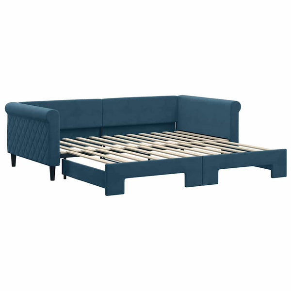 vidaXL Extendable Day Bed Blue 100x200 cm Velvet