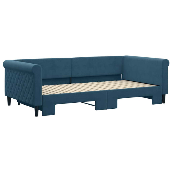 vidaXL Extendable Day Bed Blue 100x200 cm Velvet