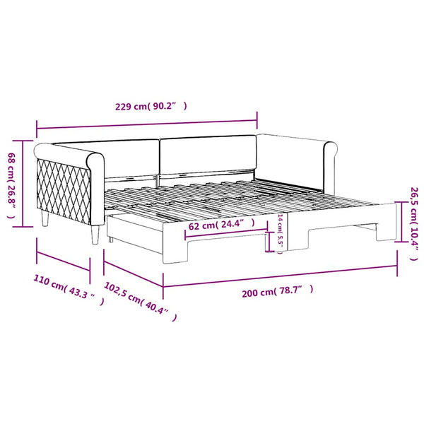 vidaXL Extendable Day Bed Blue 100x200 cm Velvet