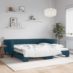 vidaXL Extendable Day Bed Blue 100x200 cm Velvet