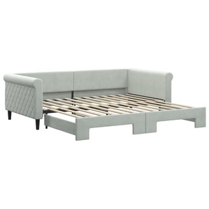vidaXL Extendable Day Bed Light Grey 100x200 cm Velvet
