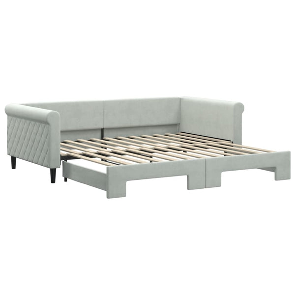vidaXL Extendable Day Bed Light Grey 100x200 cm Velvet