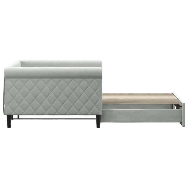vidaXL Extendable Day Bed Light Grey 100x200 cm Velvet