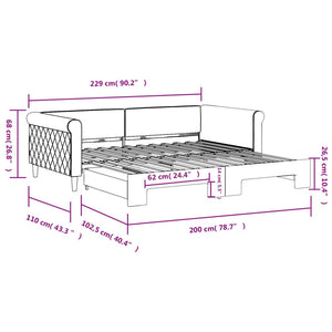 vidaXL Extendable Day Bed Light Grey 100x200 cm Velvet