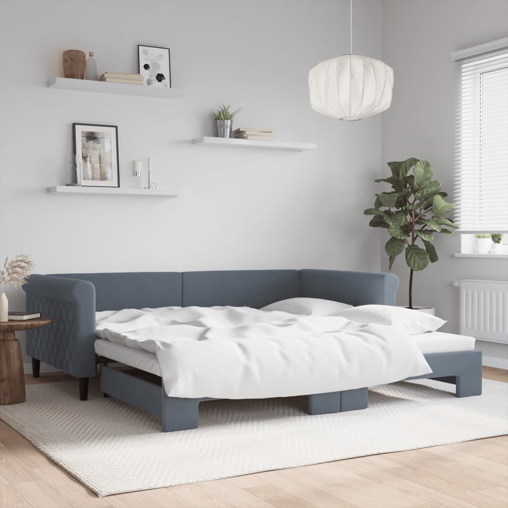 vidaXL Extendable Daybed Dark Grey 100x200 cm Velvet