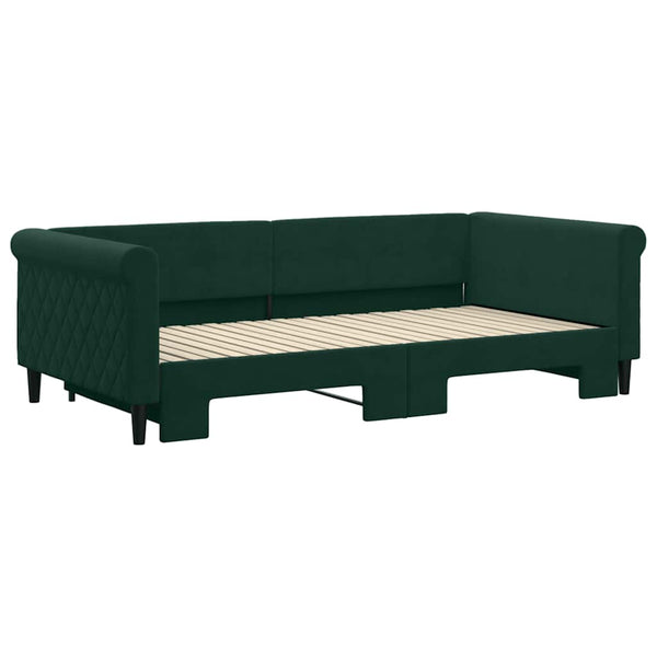 vidaXL Extendable Day Bed Dark Green 100x200 cm Velvet