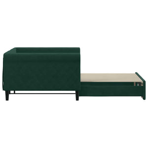 vidaXL Extendable Day Bed Dark Green 100x200 cm Velvet