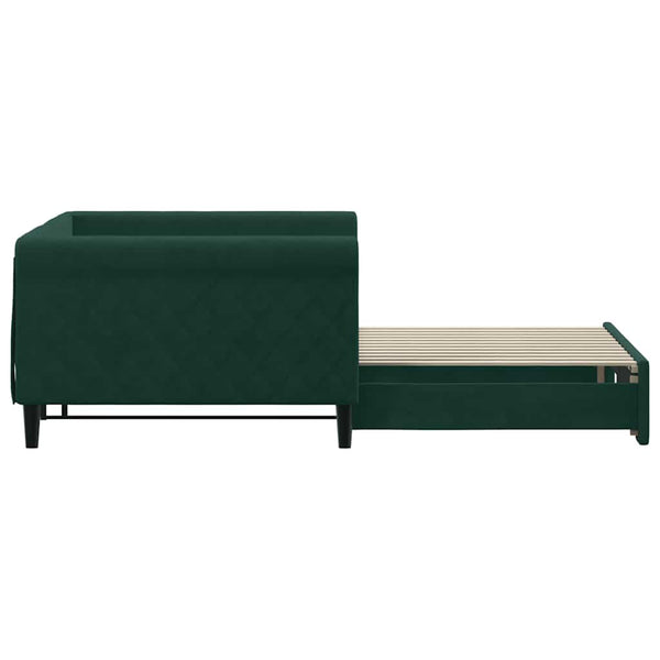 vidaXL Extendable Day Bed Dark Green 100x200 cm Velvet