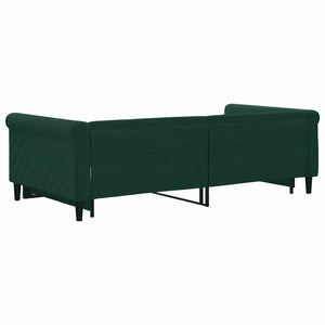 vidaXL Extendable Day Bed Dark Green 100x200 cm Velvet