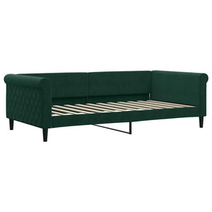 vidaXL Extendable Day Bed Dark Green 100x200 cm Velvet