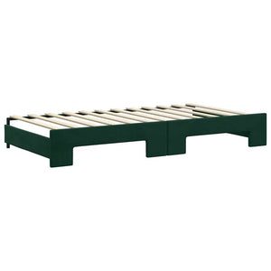 vidaXL Extendable Day Bed Dark Green 100x200 cm Velvet
