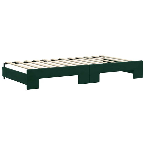 vidaXL Extendable Day Bed Dark Green 100x200 cm Velvet