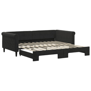 vidaXL Extendable Daybed Black 100x200 cm Velvet