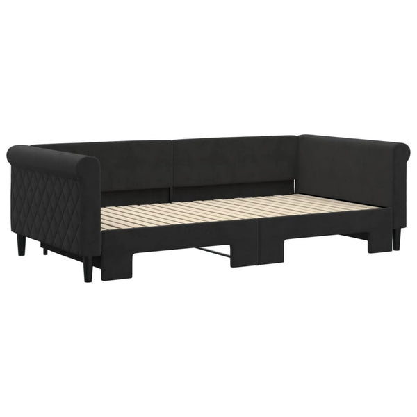 vidaXL Extendable Daybed Black 100x200 cm Velvet