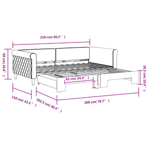 vidaXL Extendable Daybed Black 100x200 cm Velvet