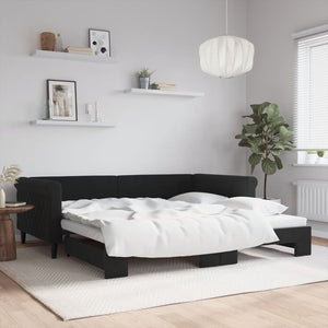 vidaXL Extendable Daybed Black 100x200 cm Velvet