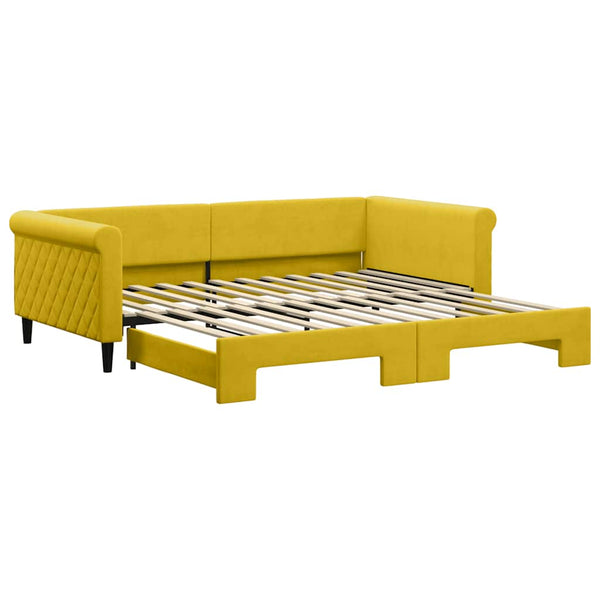 vidaXL Extendable Day Bed Yellow 100x200 cm Velvet