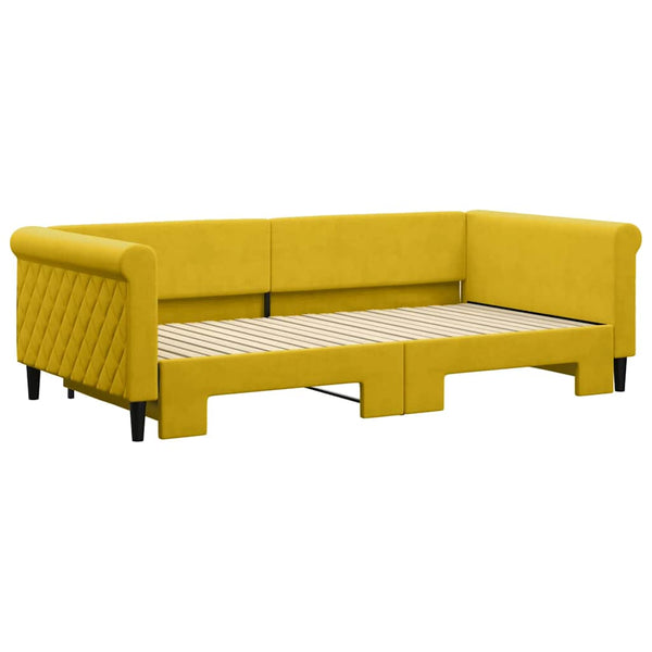 vidaXL Extendable Day Bed Yellow 100x200 cm Velvet