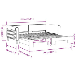 vidaXL Extendable Day Bed Yellow 100x200 cm Velvet