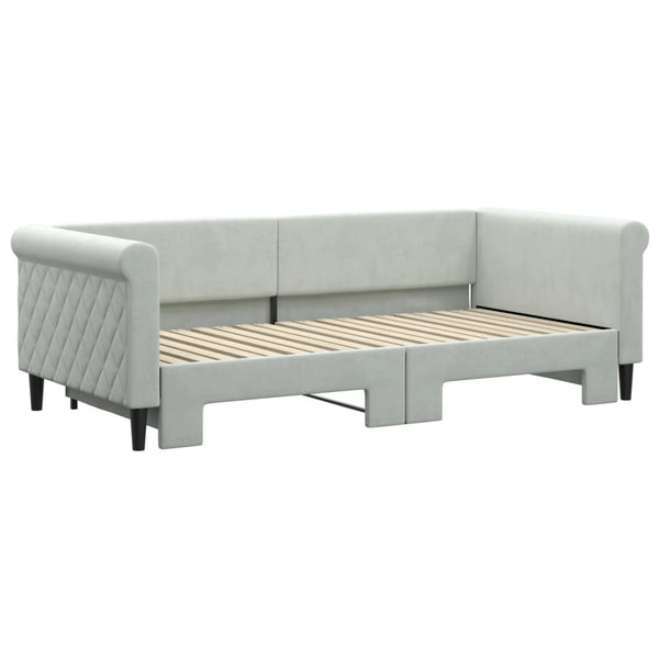 vidaXL Extendable Daybed Light Grey 90x190 cm Velvet