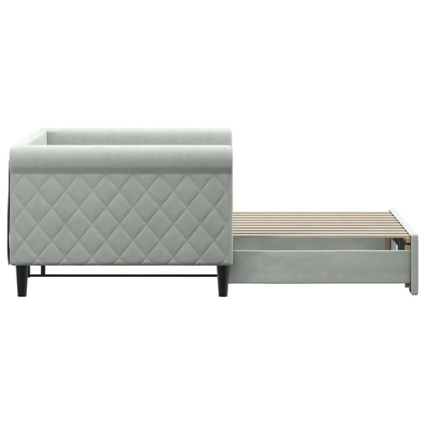 vidaXL Extendable Daybed Light Grey 90x190 cm Velvet