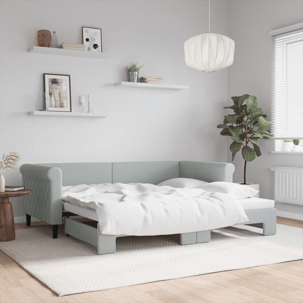 vidaXL Extendable Daybed Light Grey 90x190 cm Velvet
