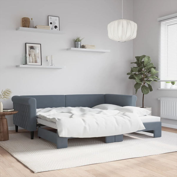 vidaXL Extendable Daybed Dark Grey 90x190 cm Velvet