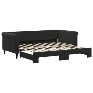 vidaXL Extendable Day Bed Black 90x190 cm Velvet