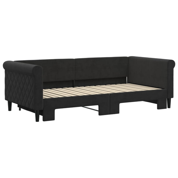 vidaXL Extendable Day Bed Black 90x190 cm Velvet
